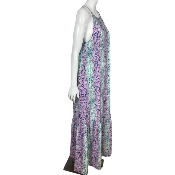 NWT ✨ Caroline Hill Bohemian Blue/Pink Rhapsody Electric Snake Maxi Dress Small - Picture 7 of 17